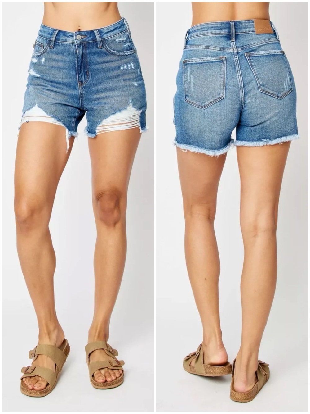 JUDY BLUE Women’s Size 1XL High Waist Rigid Magic Destroy & Fray Hem Shorts